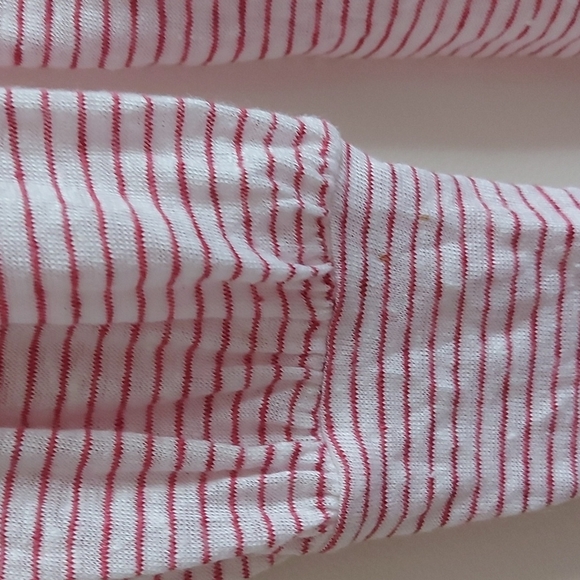 Sundance 100% Linen V Neck Striped Top Balloon Sleeve Size Medium - Picture 3 of 6
